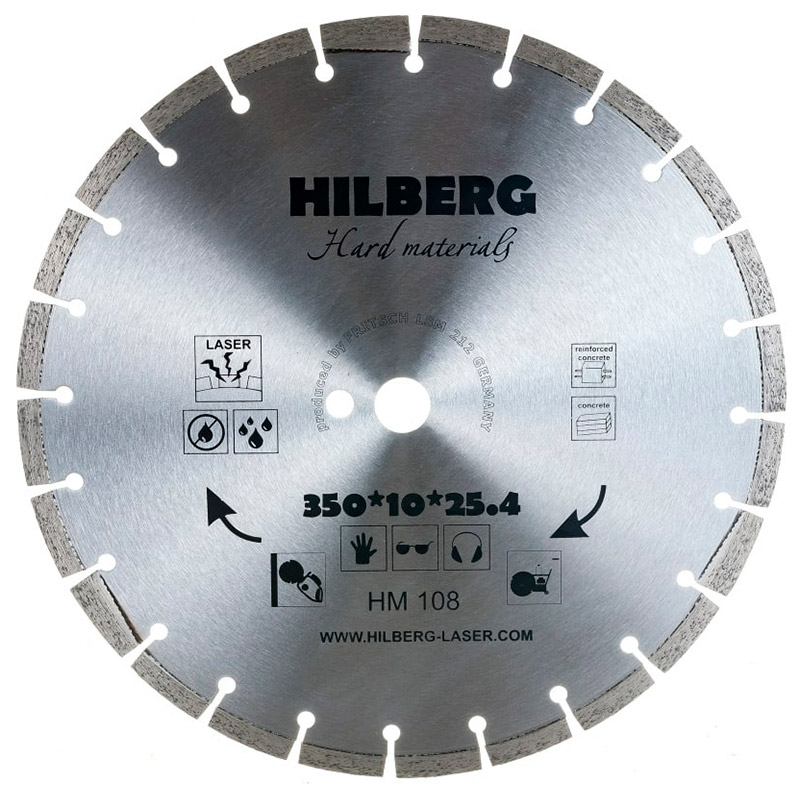 Диск алмазный по бетону Hilberg Hard Materials 350x25.4мм (HM108) — Фото 2